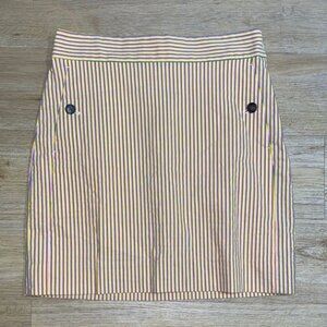J Crew Rainbow Stripe Stretch Seersucker Cotton Blend Mini Skirt Women's 4